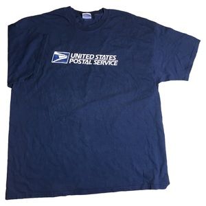 Vintage USPS Post Office Mail Man T Shirt Mens Tag XXL Blue Graphic Tee